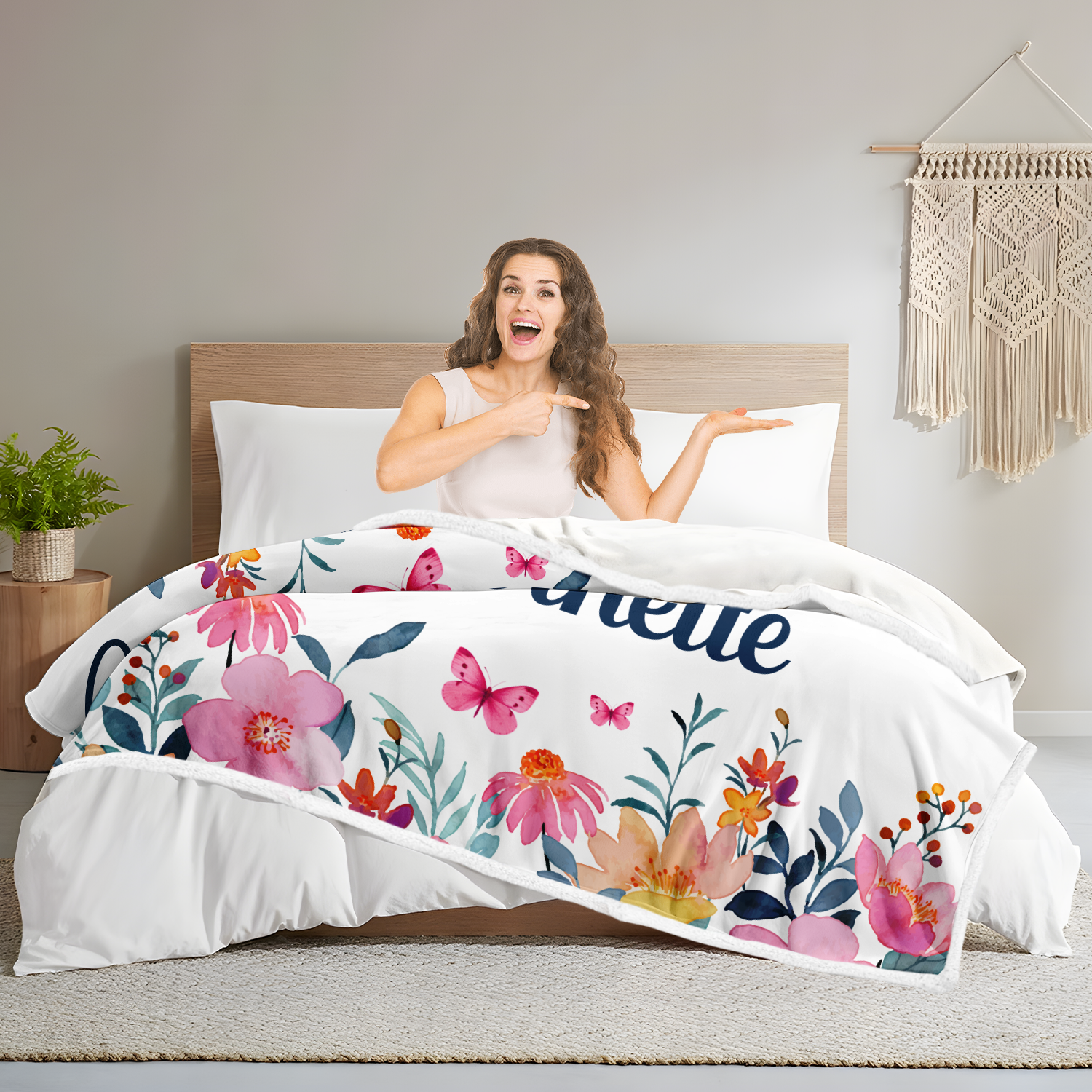 Pink Floral Faith You Are Blanket Custom Gifts for Women or Men - Inspirational Blanket, Thinking of You Gifts for Friend Sister Coworker, Personalized Blanket Gifts for Her Him