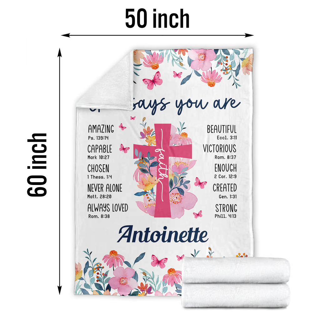 Pink Floral Faith You Are Blanket Custom Gifts for Women or Men - Inspirational Blanket, Thinking of You Gifts for Friend Sister Coworker, Personalized Blanket Gifts for Her Him