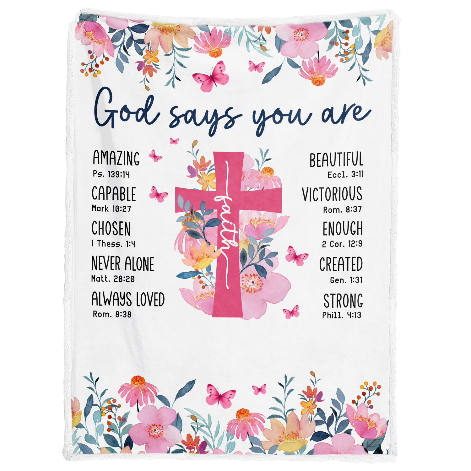 Pink Floral Faith You Are Blanket Custom Gifts for Women or Men - Inspirational Blanket, Thinking of You Gifts for Friend Sister Coworker, Personalized Blanket Gifts for Her Him