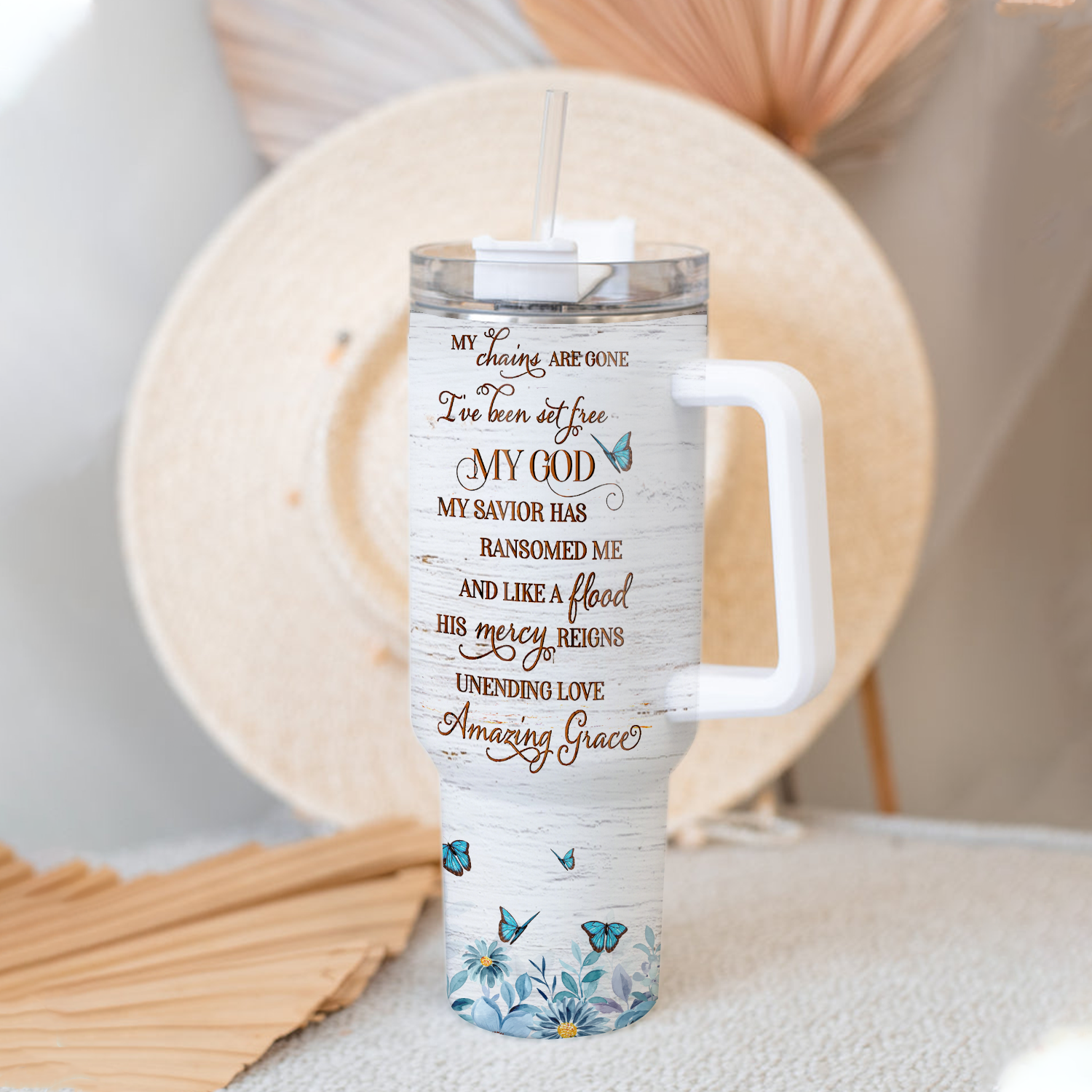 Flower Cross Chains Are Gone Tumbler 40 Oz Custom Gift - Personalized Stainless Steel Tumbler