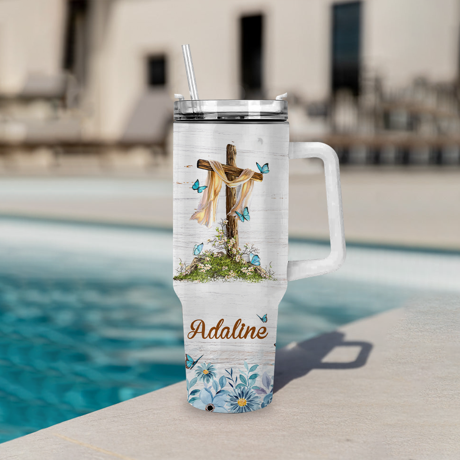 Flower Cross Chains Are Gone Tumbler 40 Oz Custom Gift - Personalized Stainless Steel Tumbler