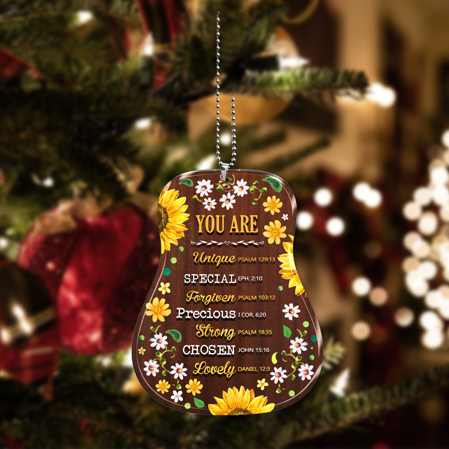 Colorful Flower Guitar You Are 2023 Christmas Ornaments