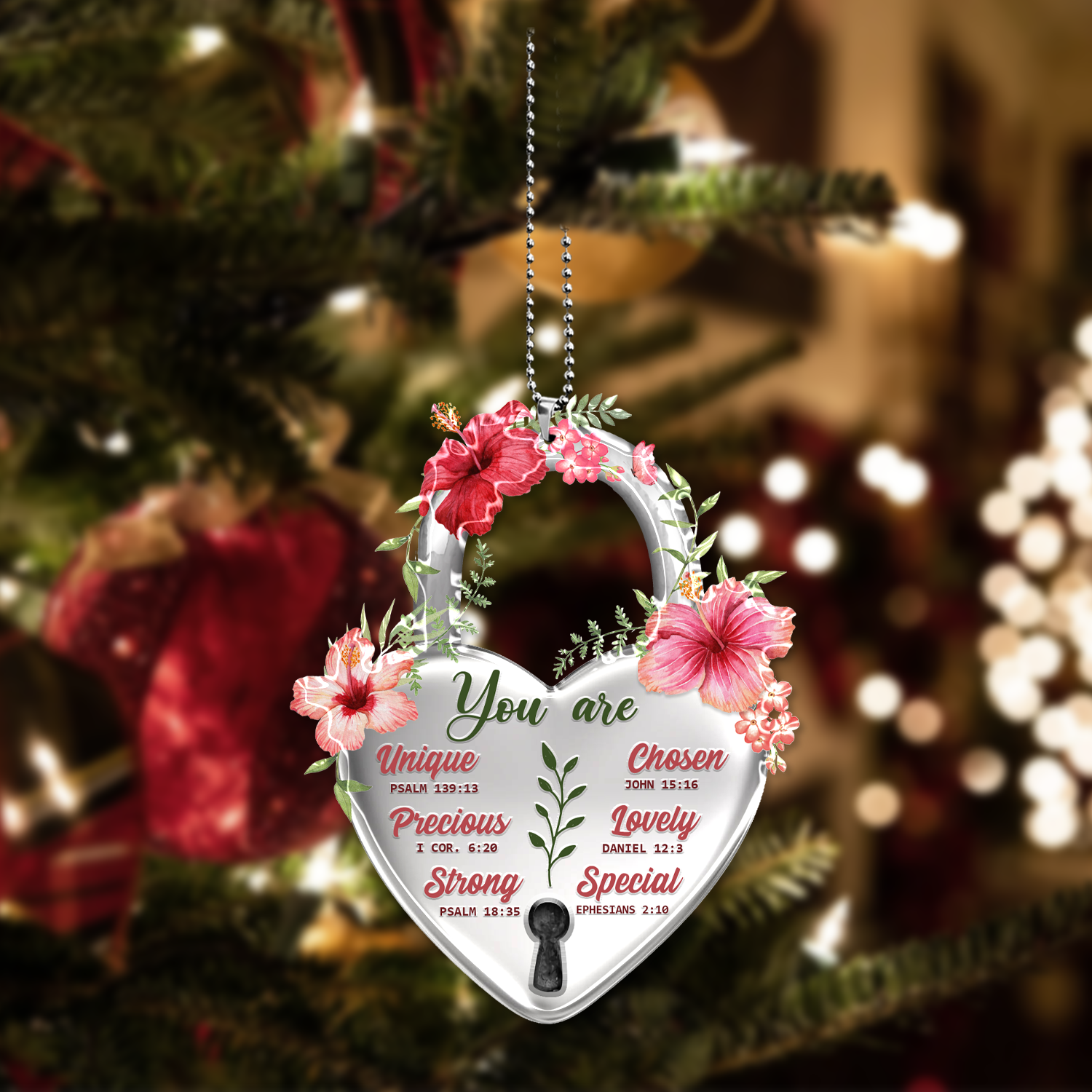 Flower Hibiscus Lock You Are 2023 Christmas Ornaments