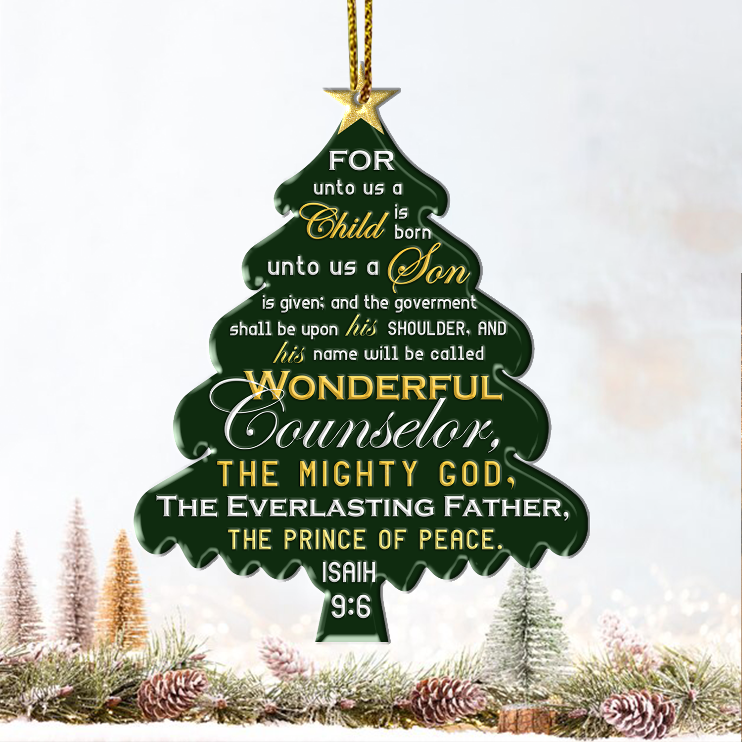Christmas Pine For Unto Us Christian Ornament Gift Christmas Ornament Car Hanging