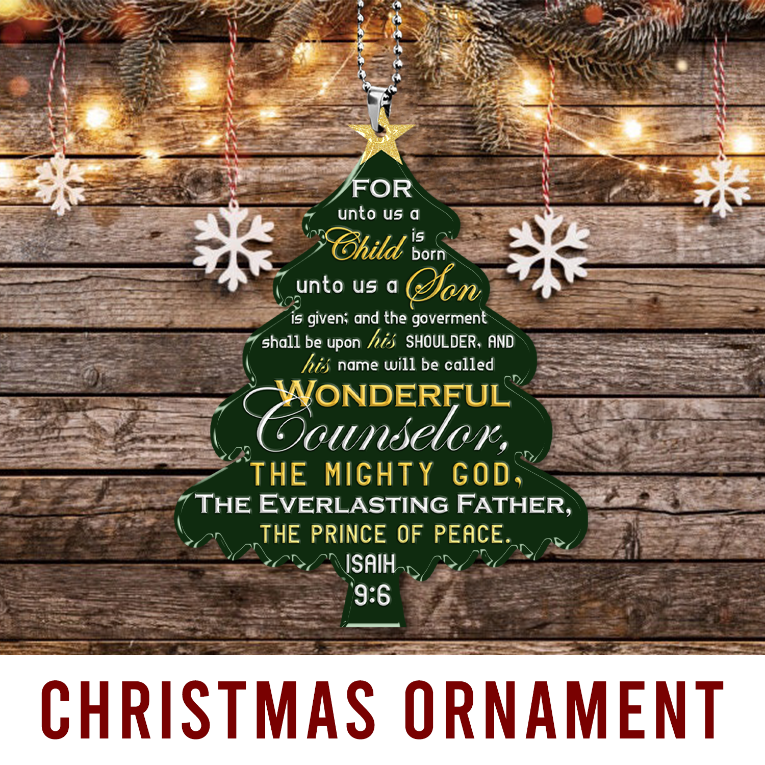 Christmas Pine For Unto Us Christian Ornament Gift Christmas Ornament Car Hanging
