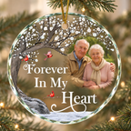Custom Photo Memorial Quotes - Personalized Heart & Round Shaped Glass Ornament