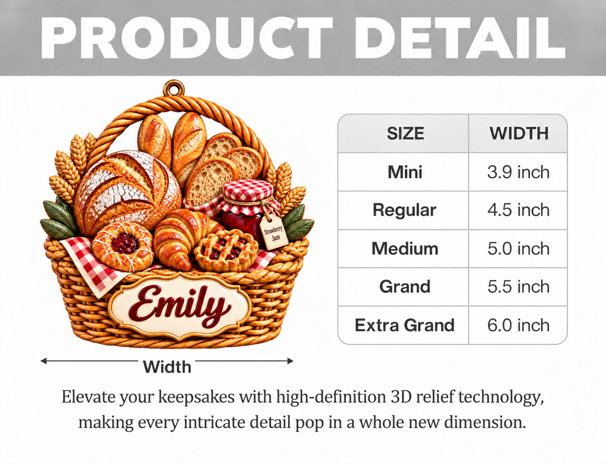3D Raised Personalized Name Ornament - Sourdough Baker Ornament - Gift for Baking Lovers