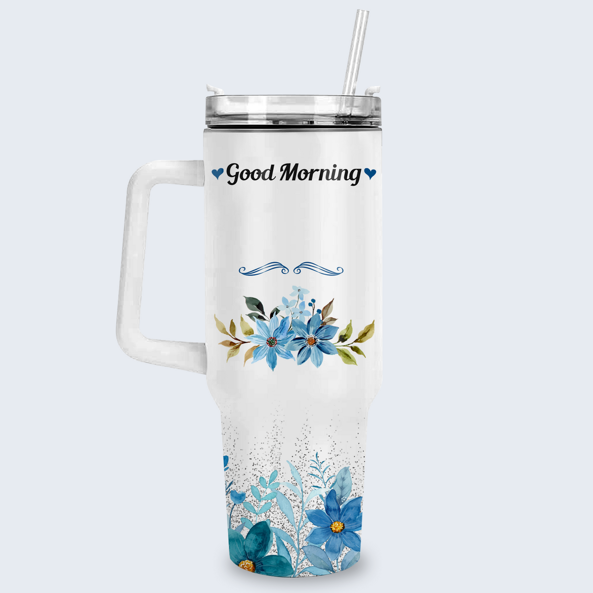 Good Morning This is God - 40 Oz Tumbler With Handle - Personalized Stainless Steel Tumbler
