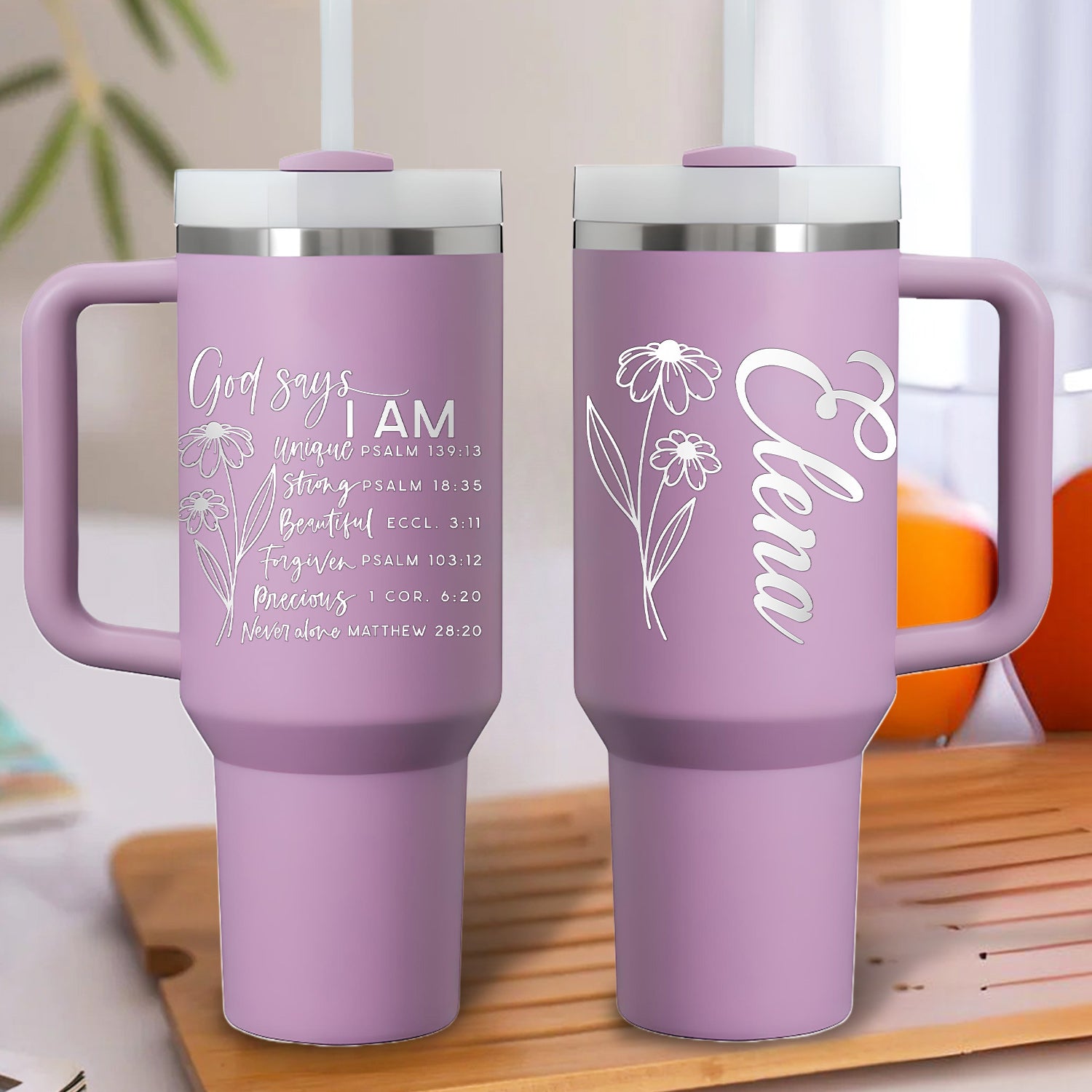 Daisy Flower You Are Personalized 40oz Tumbler Travel Cup Christian Gift Birthday Gift - Religious, Self-Care Inspiration Gifts