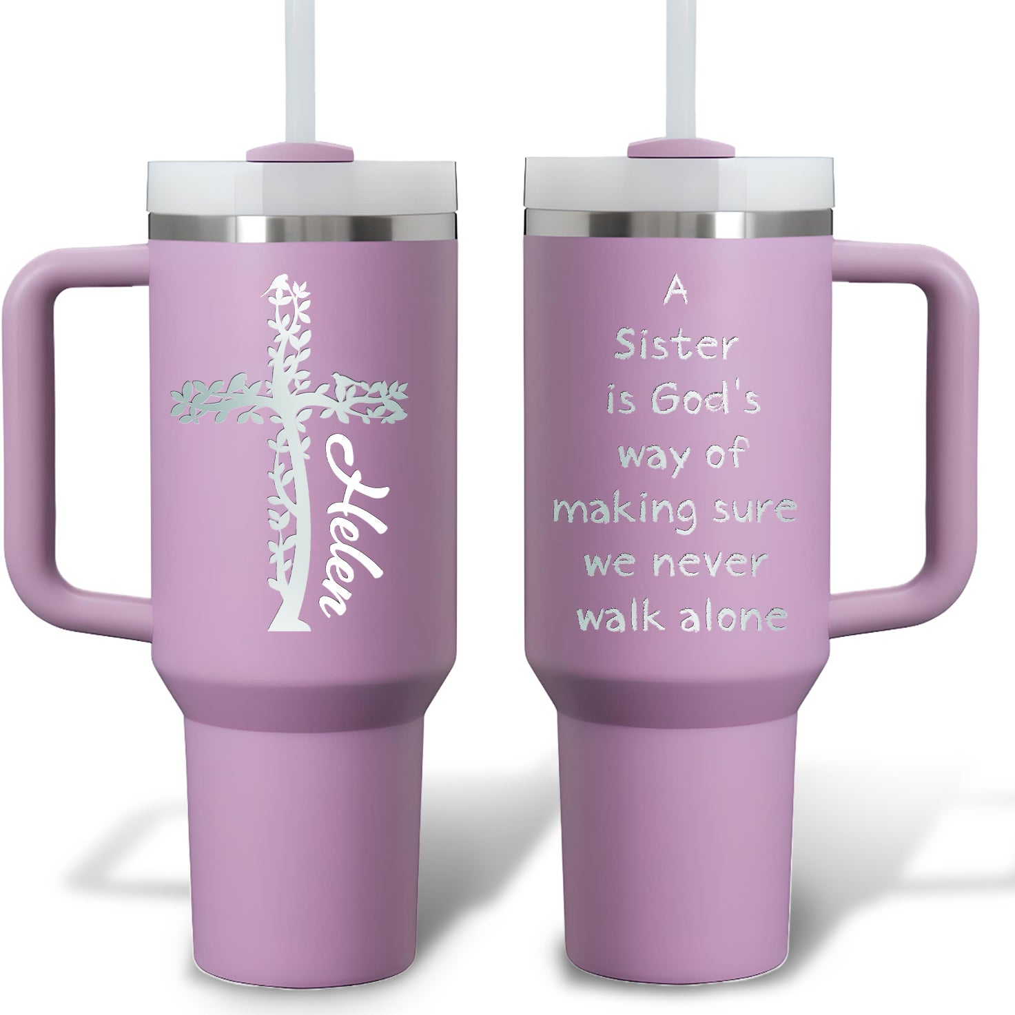 A Sister Is God's Way 40oz Personalized Tumbler Travel Cup - Birthday, Christmas Gifts for Women - Inspiration Gifts