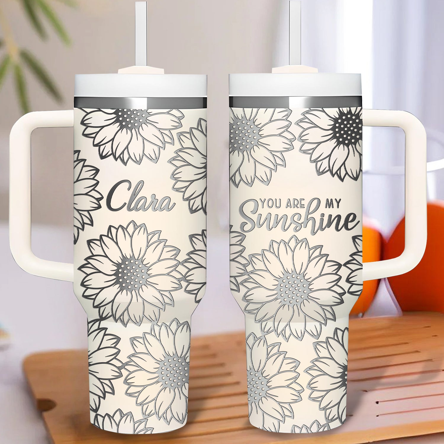 You Are My SunShine 40oz Personalized Tumbler Travel Cup - Birthday, Christmas Gifts for Women - Inspiration Gifts