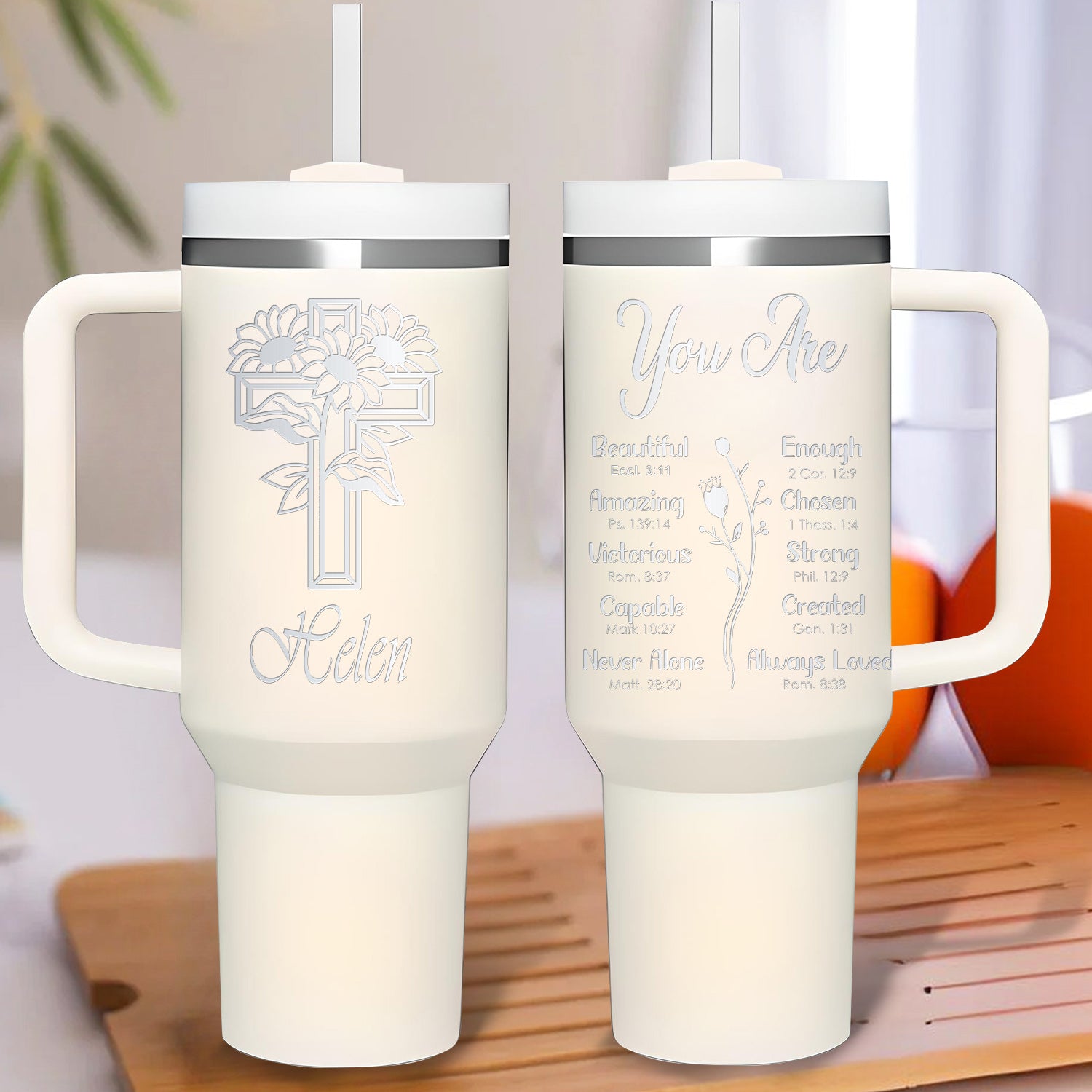 You Are Bible Verse 40oz Personalized Tumbler Travel Cup - Birthday, Christmas Gifts for Women - Inspiration Gifts