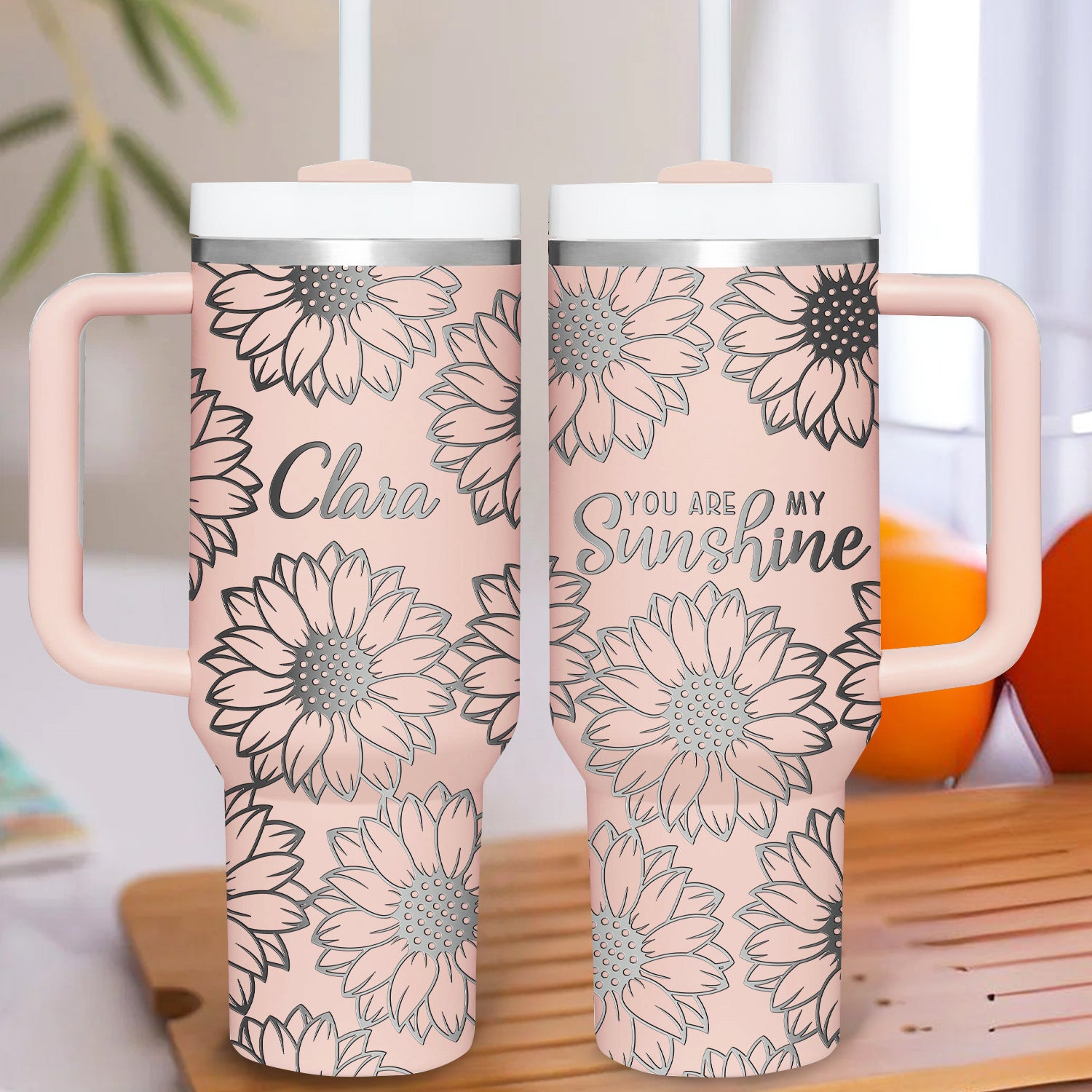You Are My SunShine 40oz Personalized Tumbler Travel Cup - Birthday, Christmas Gifts for Women - Inspiration Gifts