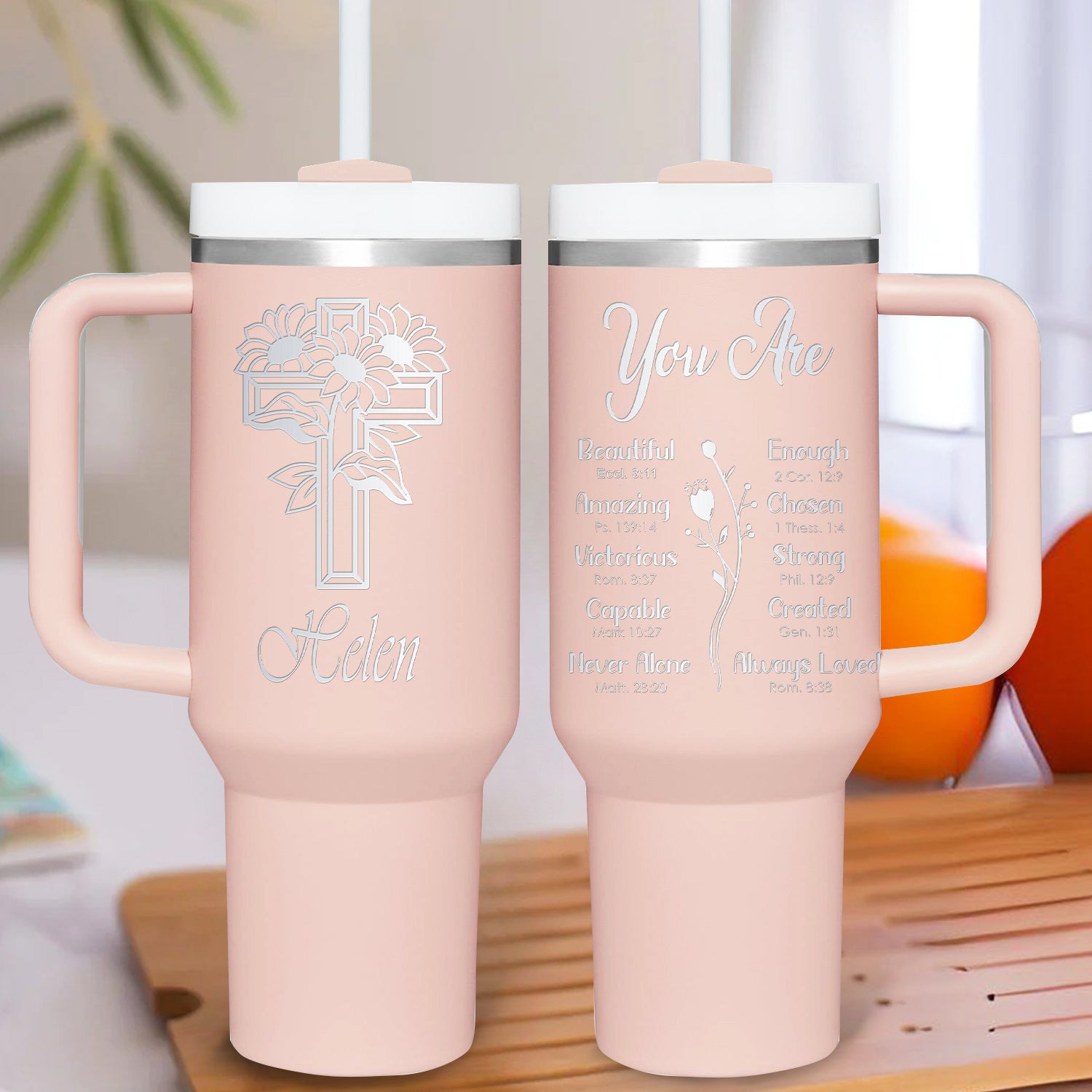 You Are Bible Verse 40oz Personalized Tumbler Travel Cup - Birthday, Christmas Gifts for Women - Inspiration Gifts