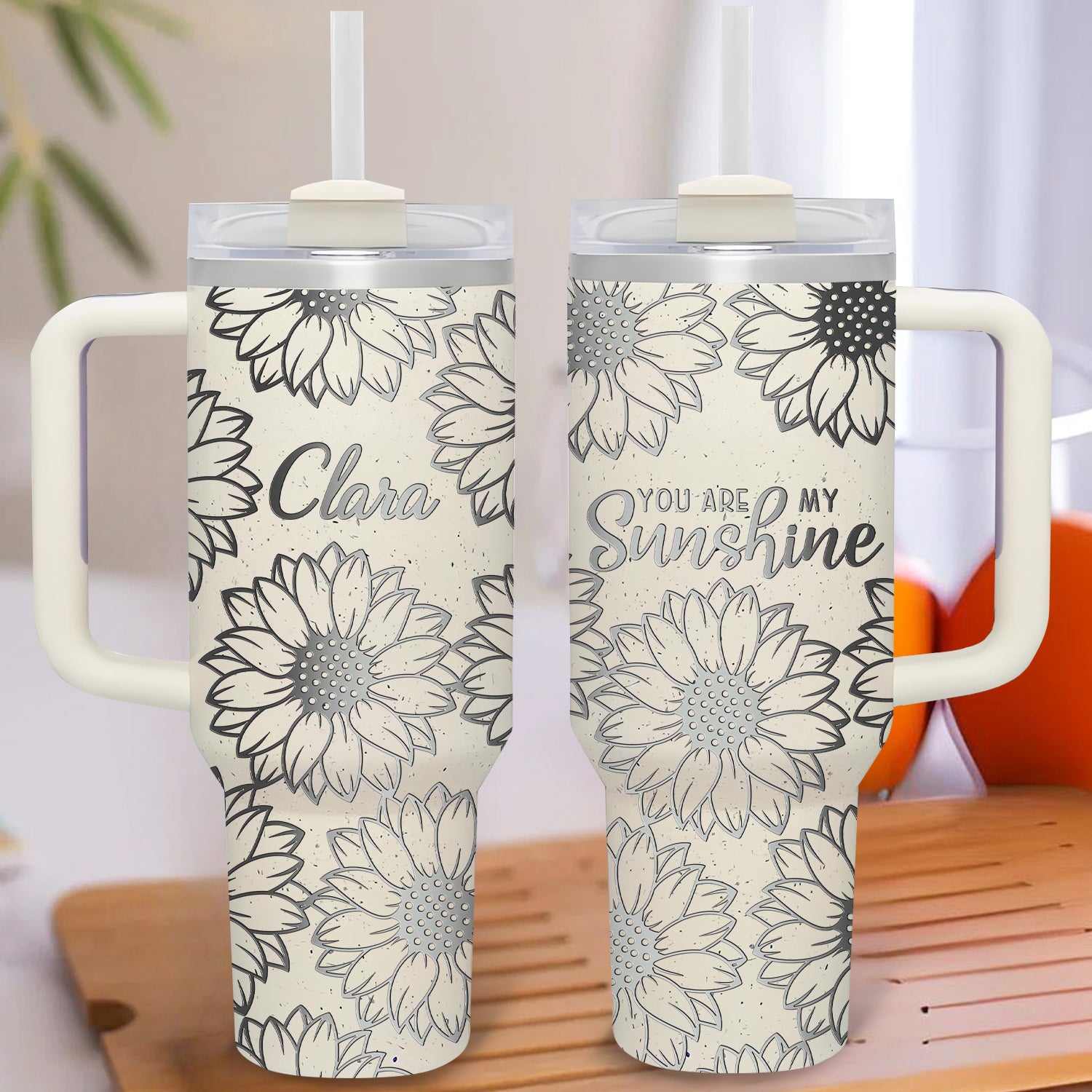 You Are My SunShine 40oz Personalized Tumbler Travel Cup - Birthday, Christmas Gifts for Women - Inspiration Gifts