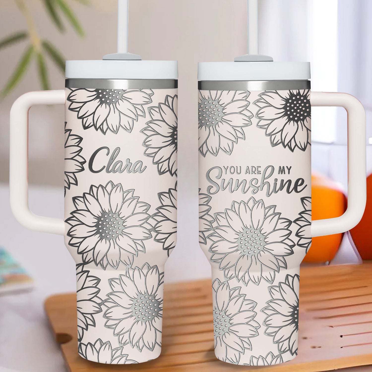 You Are My SunShine 40oz Personalized Tumbler Travel Cup - Birthday, Christmas Gifts for Women - Inspiration Gifts