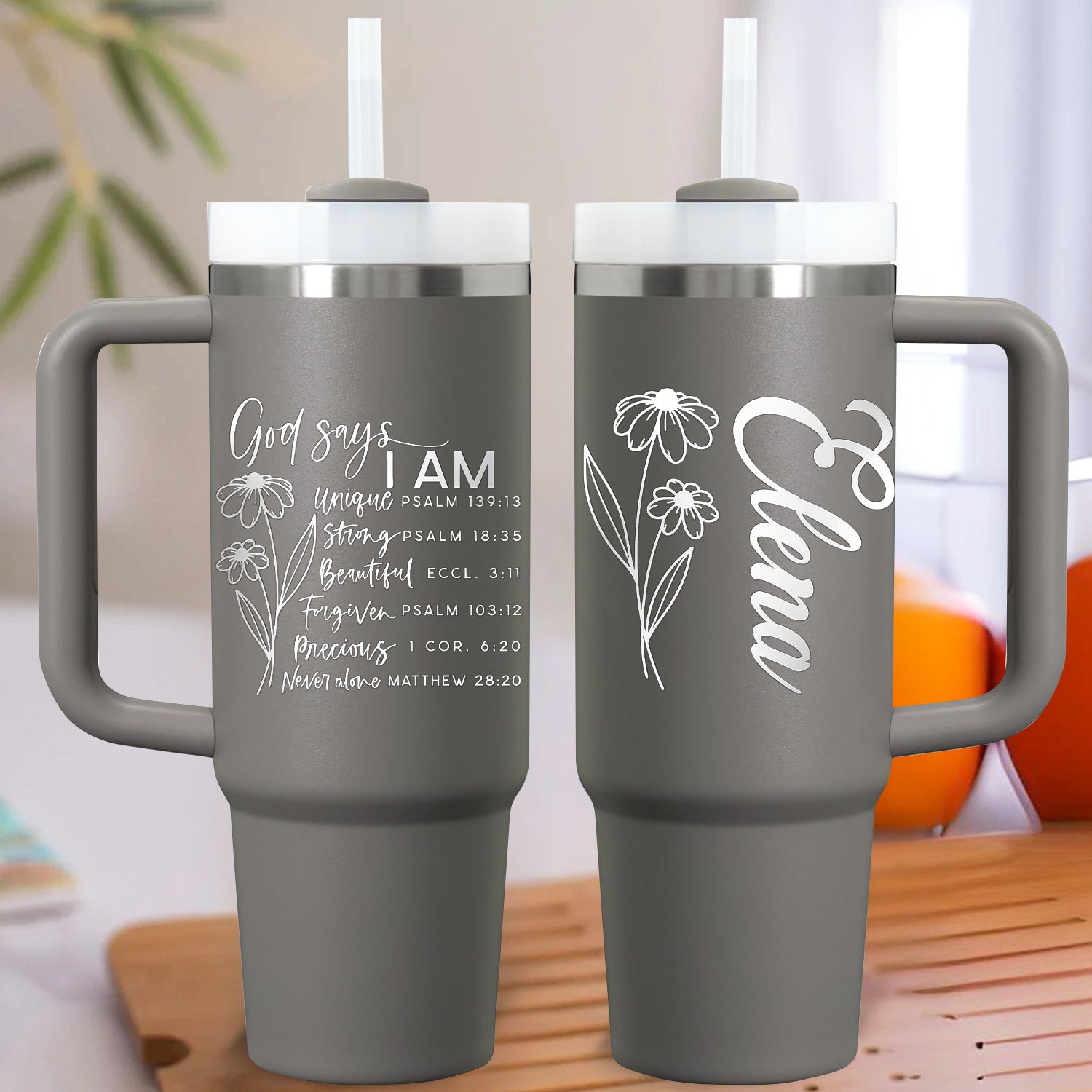 Daisy Flower You Are Personalized 40oz Tumbler Travel Cup Christian Gift Birthday Gift - Religious, Self-Care Inspiration Gifts