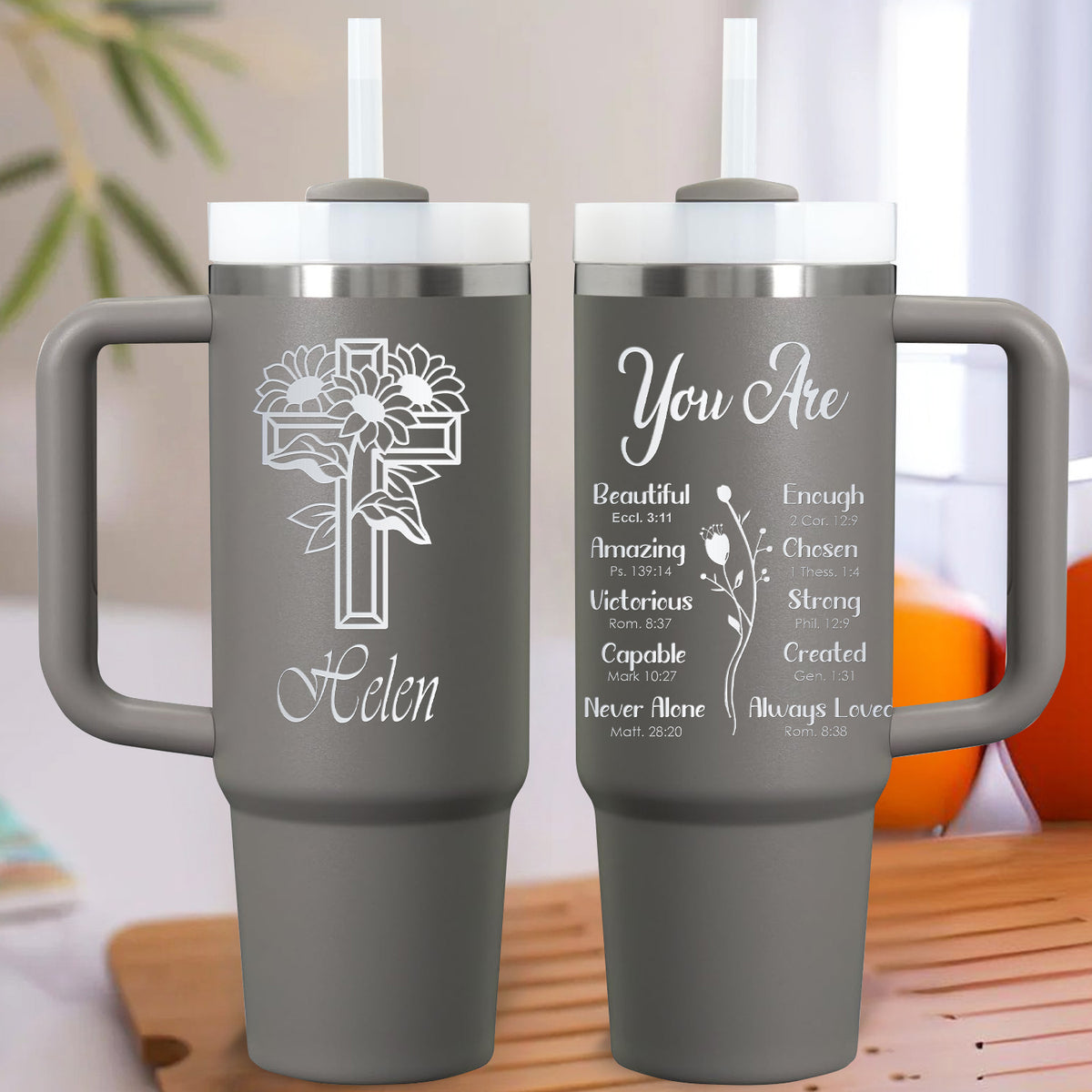 You Are Bible Verse 40oz Personalized Tumbler Travel Cup - Birthday, Christmas Gifts for Women - Inspiration Gifts