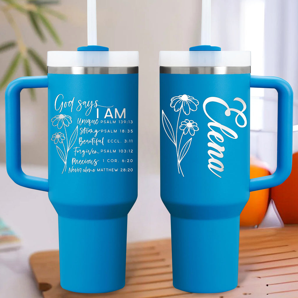 Daisy Flower You Are Personalized 40oz Tumbler Travel Cup Christian Gift Birthday Gift - Religious, Self-Care Inspiration Gifts