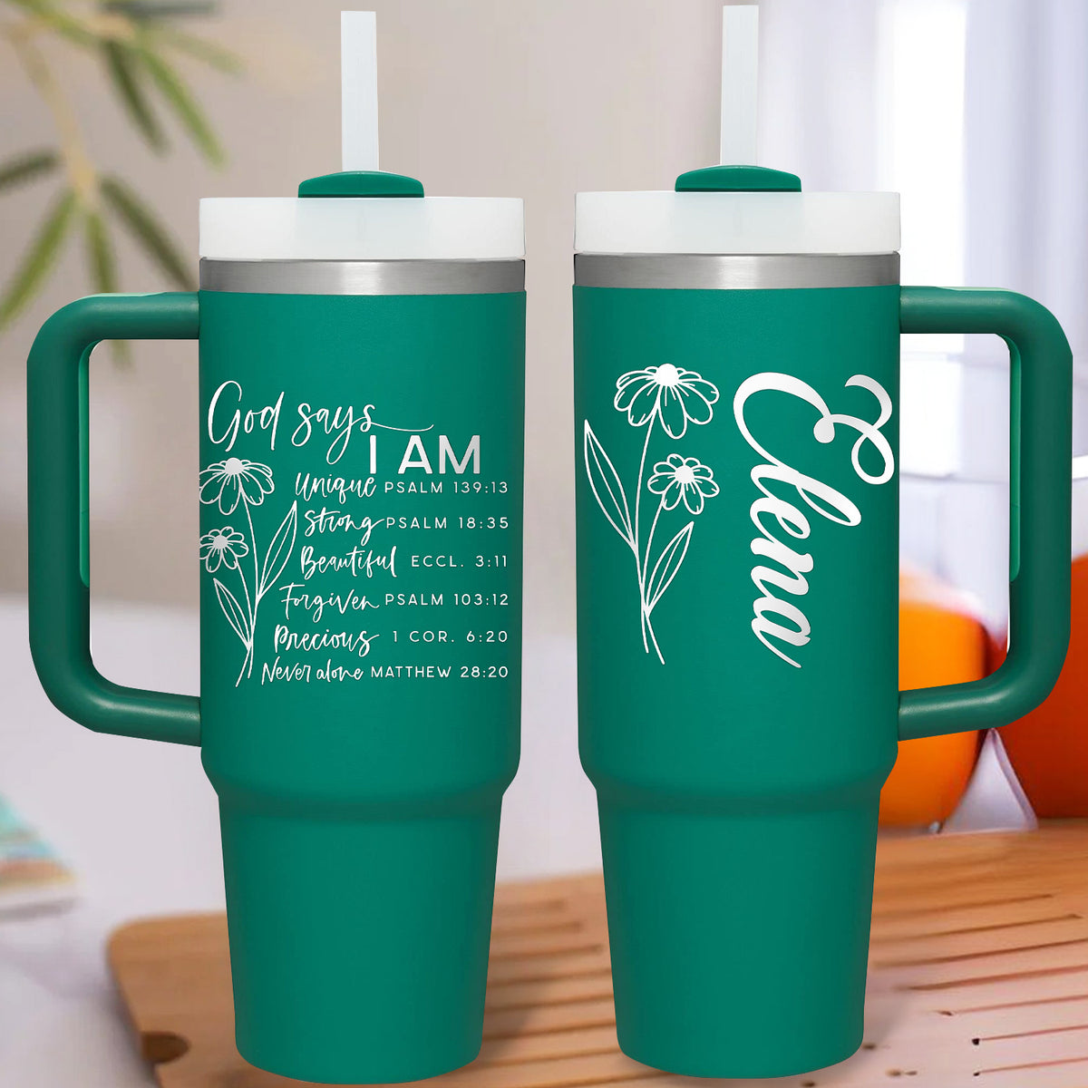 Daisy Flower You Are Personalized 40oz Tumbler Travel Cup Christian Gift Birthday Gift - Religious, Self-Care Inspiration Gifts