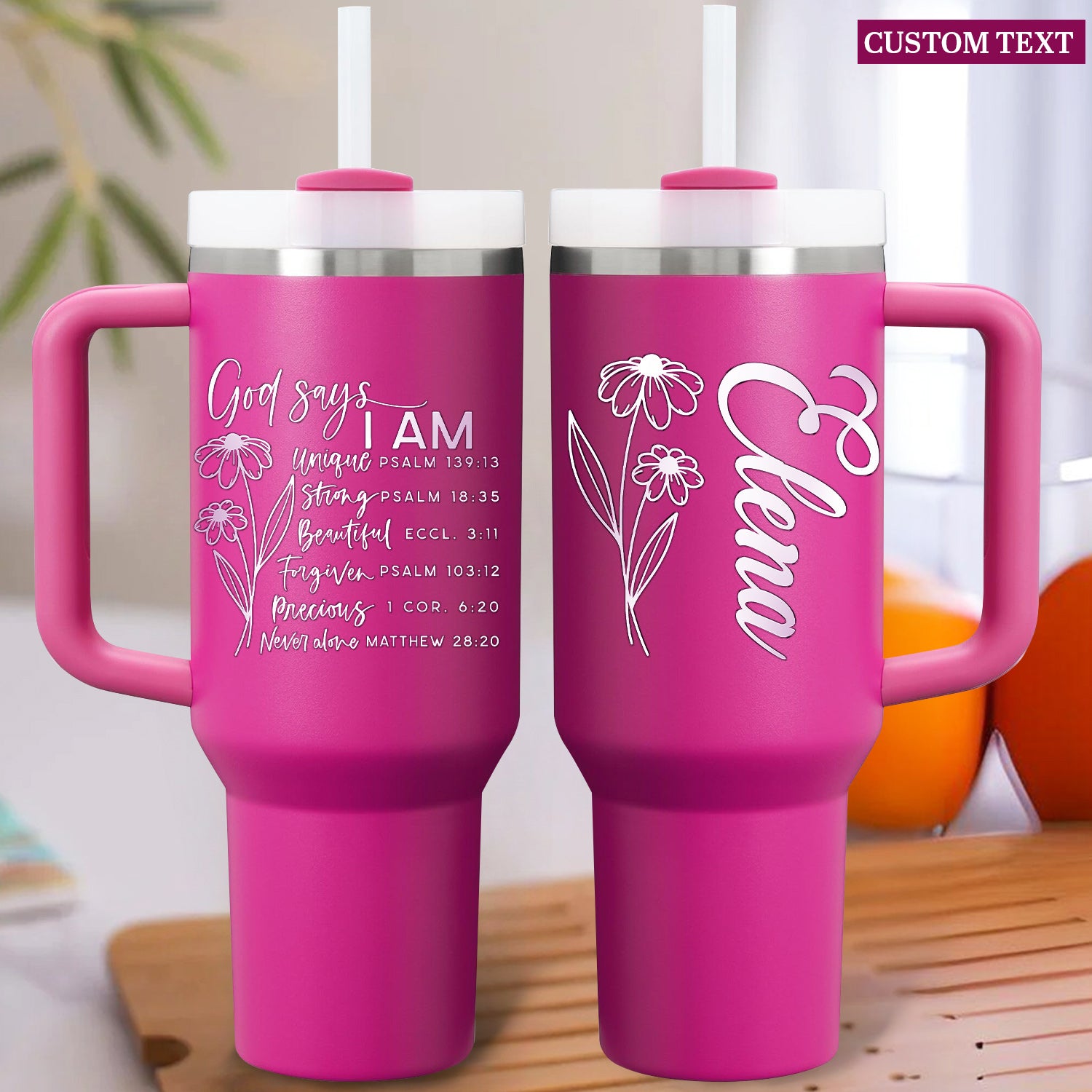 Daisy Flower You Are Personalized 40oz Tumbler Travel Cup Christian Gift Birthday Gift - Religious, Self-Care Inspiration Gifts