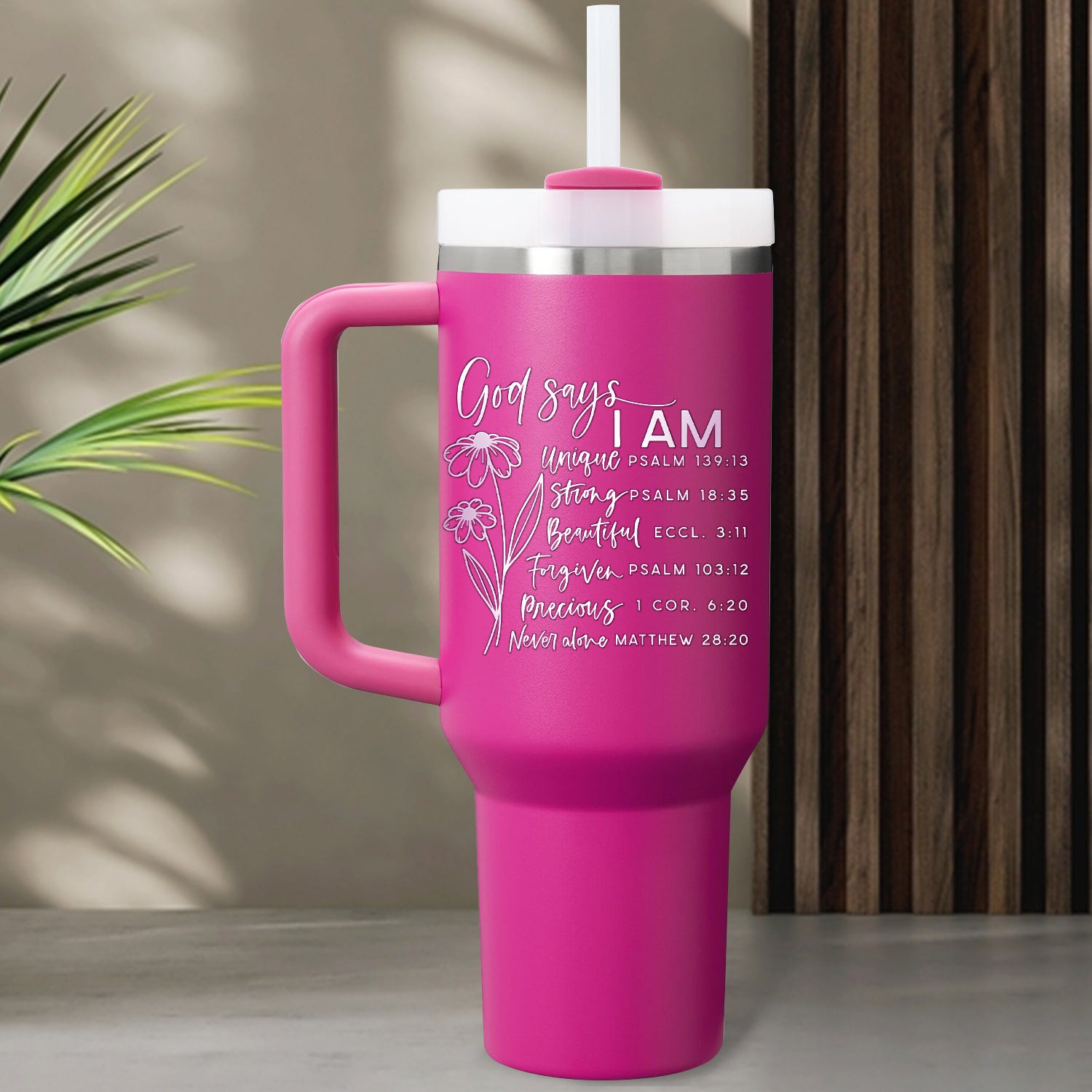 Daisy Flower You Are Personalized 40oz Tumbler Travel Cup Christian Gift Birthday Gift - Religious, Self-Care Inspiration Gifts