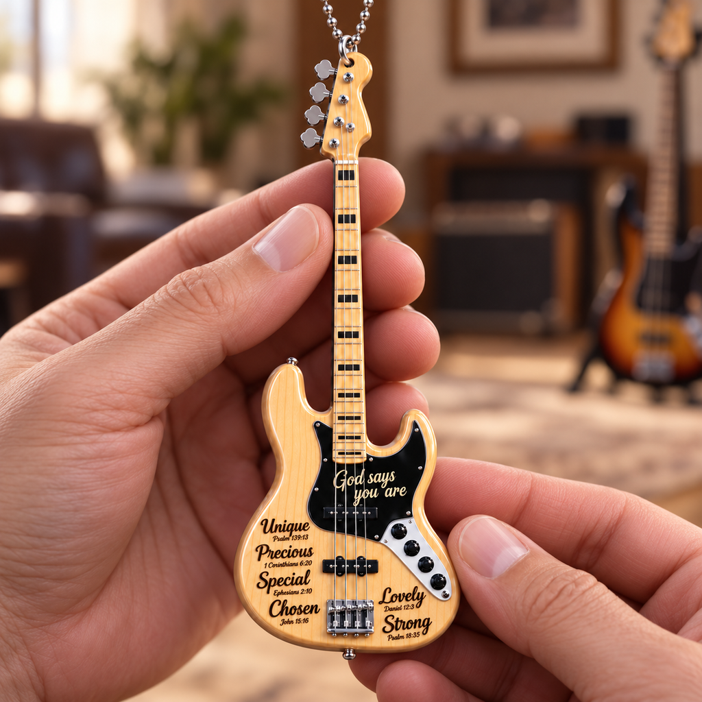 3D Raised God Says You Are Bass Guitar Ornament, Christian Faith Gift for Music Lovers