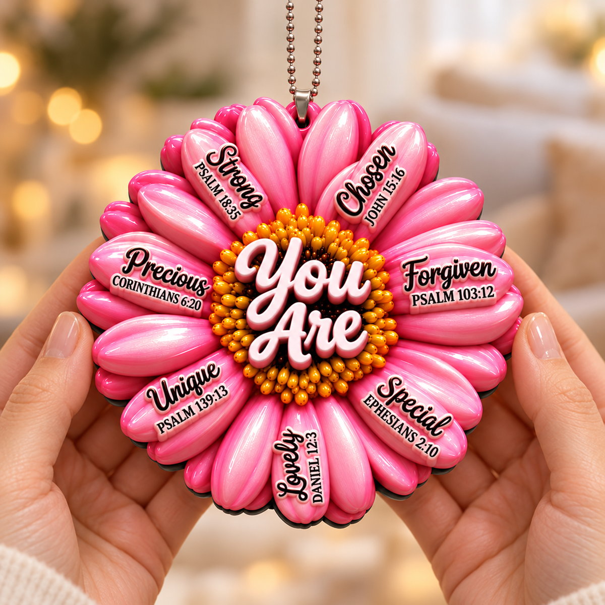 3D Raised Ornament – Pink Gerbera Daisy Ornament - Inspirational Gift for Her