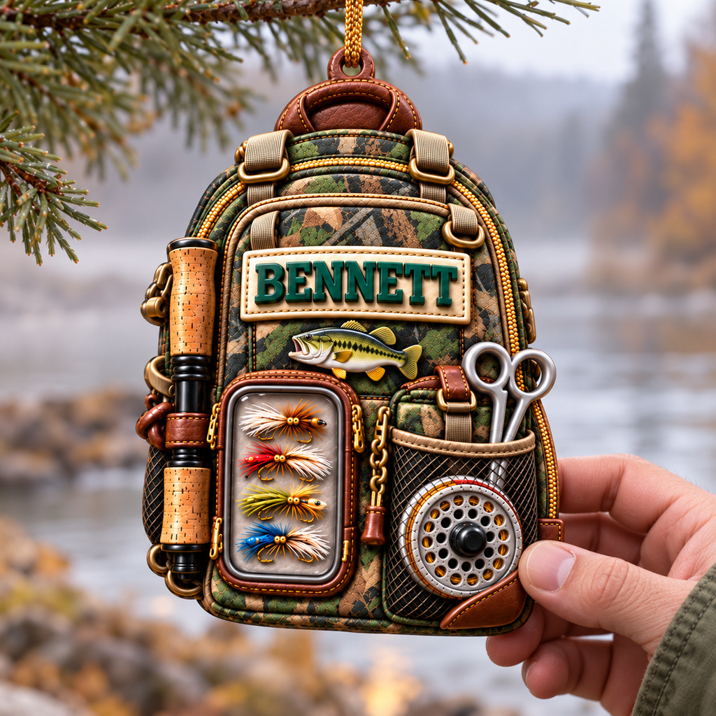 3D Raised Personalized Name Fishing Tool Bag Ornament - Ideal Gift for Him & Her