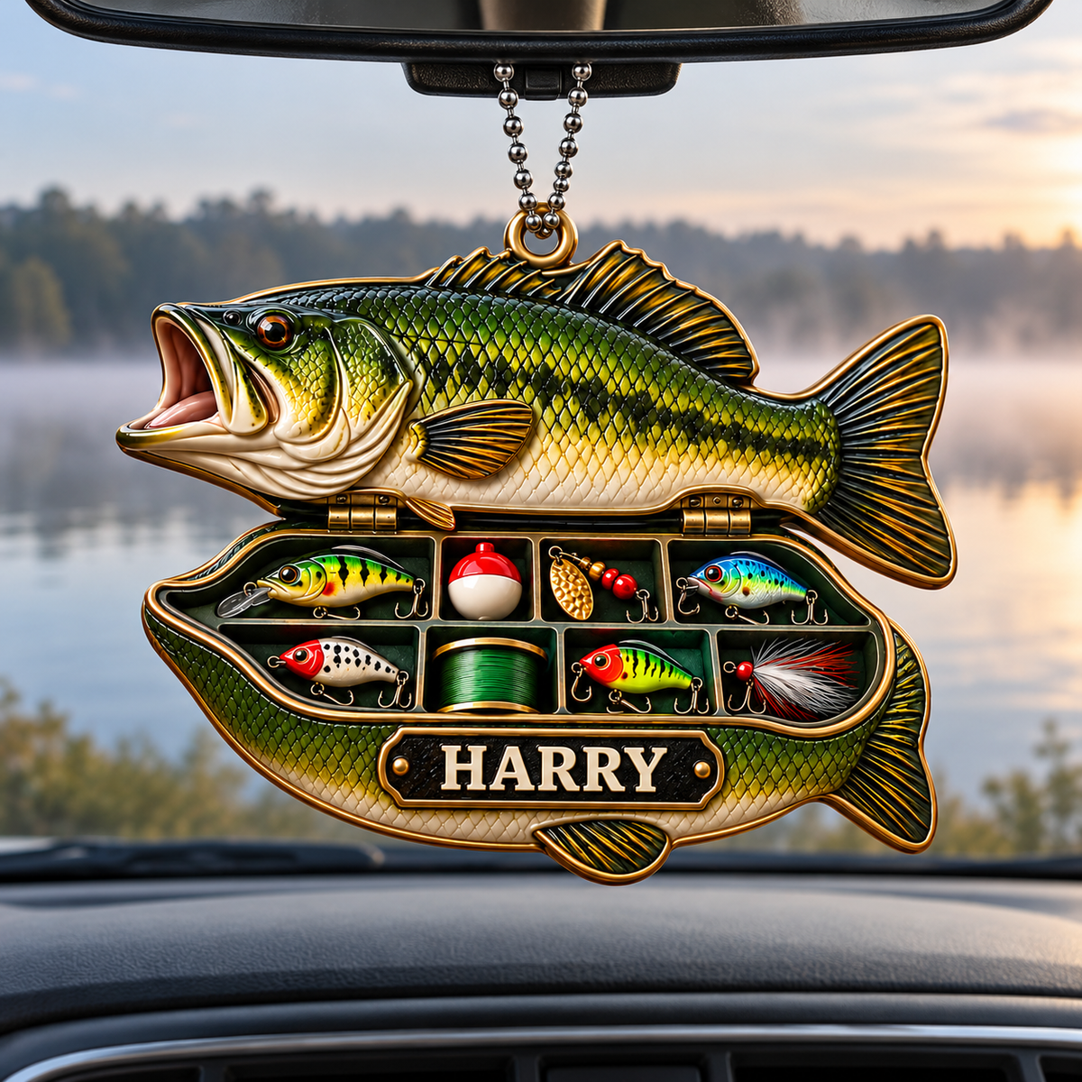 3D Raised Personalized Name Bass Fishing Tool Box Ornament – Gift for Him & Her