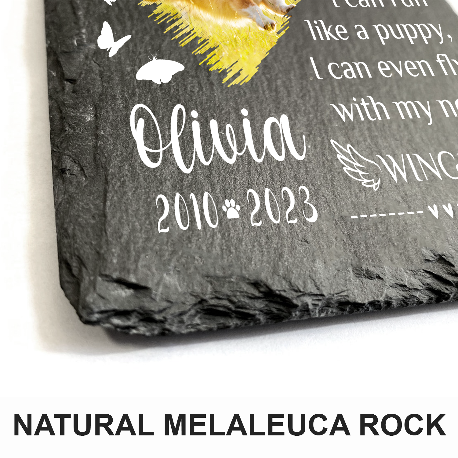 Heart Brush Pet Photo Don't Cry For Me Custom Dog Memorial Stone, Pet Memorial Gifts - Personalized Custom Memorial Tombstone