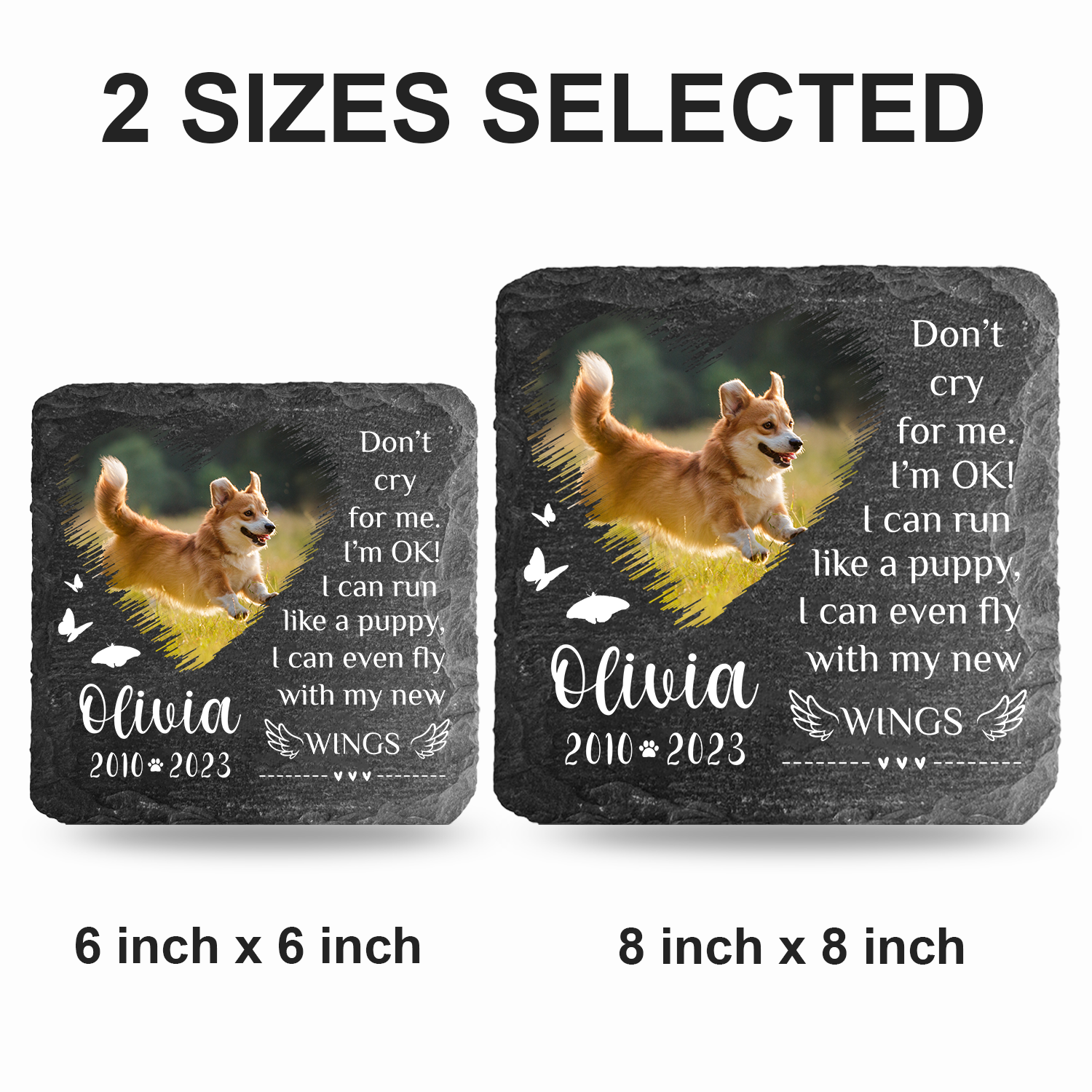 Heart Brush Pet Photo Don't Cry For Me Custom Dog Memorial Stone, Pet Memorial Gifts - Personalized Custom Memorial Tombstone
