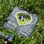 Heart Wings Pet Photo I'll Hold You In My Heart Custom Dog Memorial Stone, Pet Memorial Gifts - Personalized Custom Memorial Tombstone