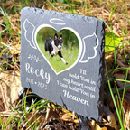 Heart Wings Pet Photo I'll Hold You In My Heart Custom Dog Memorial Stone, Pet Memorial Gifts - Personalized Custom Memorial Tombstone