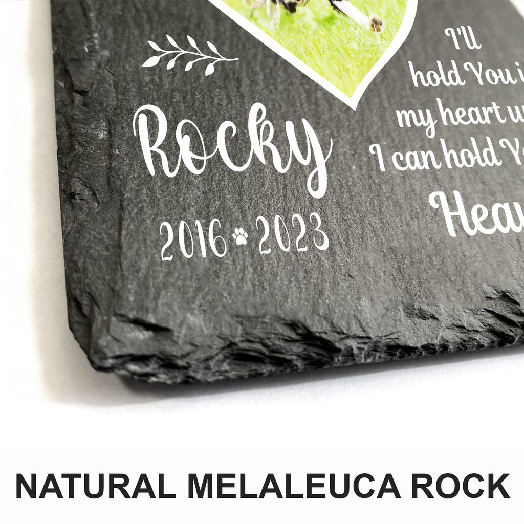 Heart Wings Pet Photo I'll Hold You In My Heart Custom Dog Memorial Stone, Pet Memorial Gifts - Personalized Custom Memorial Tombstone