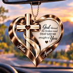 Personalized Names Memorial Cross God Heart Car Ornament - Gift for Jesus Lovers