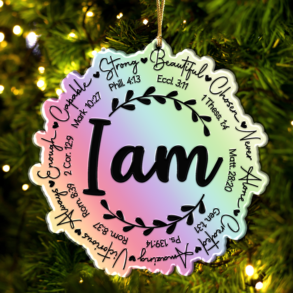 I am Inspiration Christian Ornament Gift Bible Verse Christmas Ornament Car Hanging