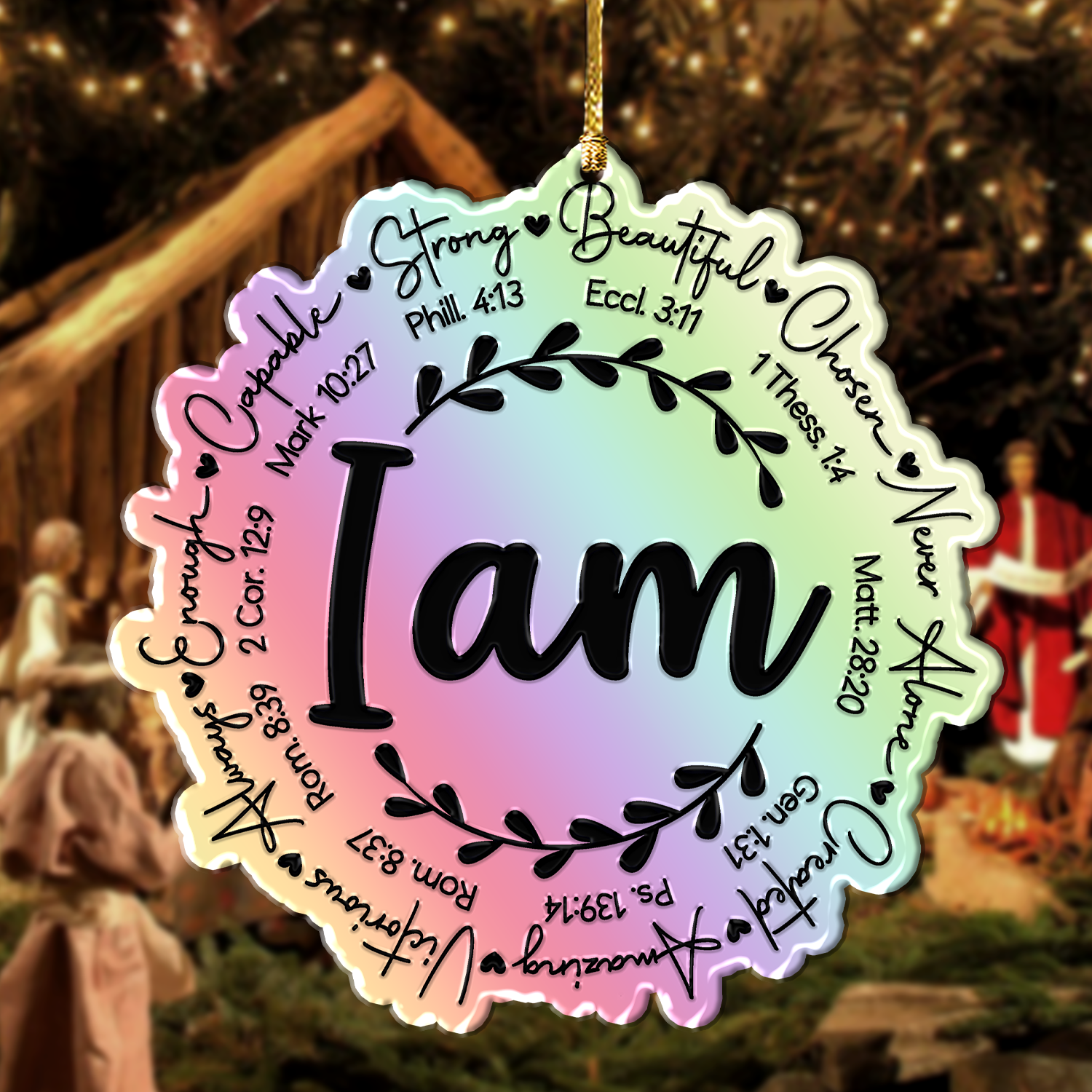 I am Inspiration Christian Ornament Gift Bible Verse Christmas Ornament Car Hanging
