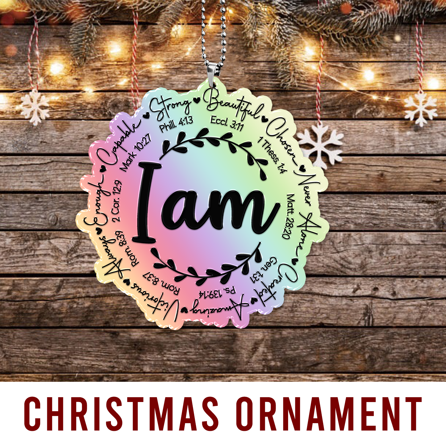 I am Inspiration Christian Ornament Gift Bible Verse Christmas Ornament Car Hanging