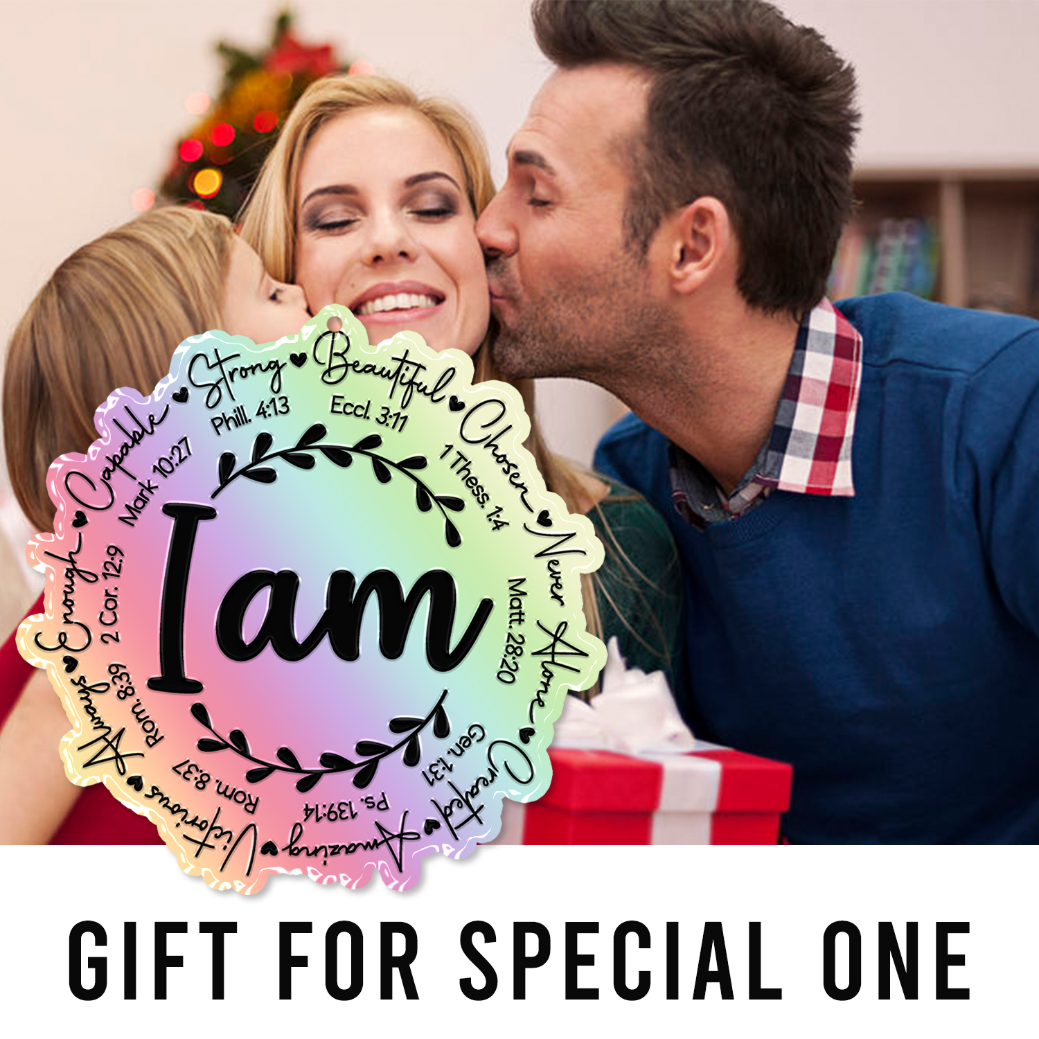 I am Inspiration Christian Ornament Gift Bible Verse Christmas Ornament Car Hanging