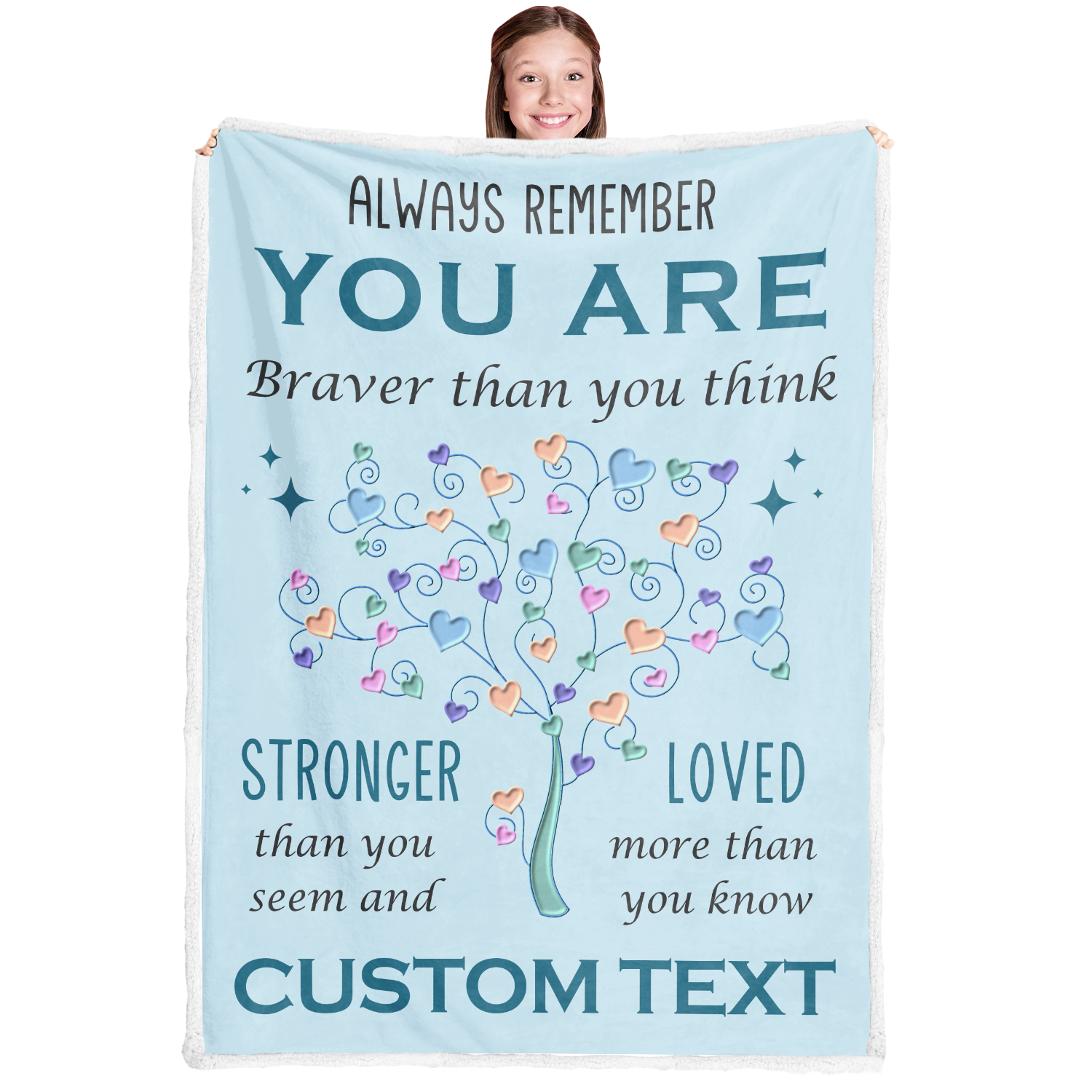 Blue You Are Sherpa Blanket Custom Gifts for Women or Men - Inspirational Blanket, Thinking of You Gifts for Friend Sister Coworker, Personalized Blanket Gifts for Her Him