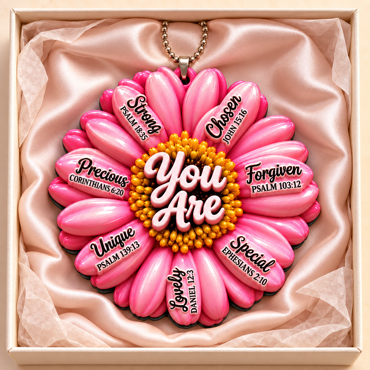 3D Raised Ornament – Pink Gerbera Daisy Ornament - Inspirational Gift for Her