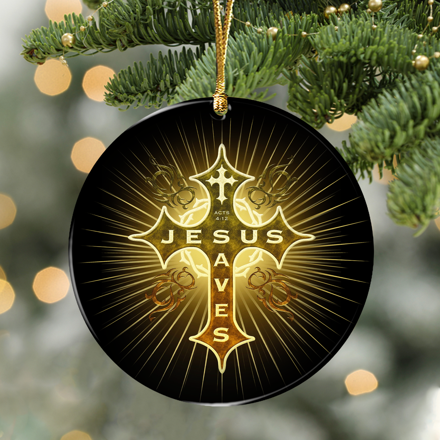 Glory Cross Jesus Saves Christian Ornament Gift Christmas Ornament Car Hanging