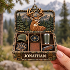 3D Raised Personalized Name Ornament - Hunter Gear Box Ornament Gift for Him