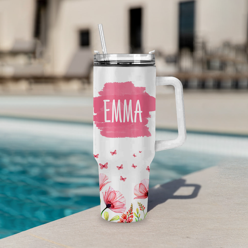 Christian Gifts, Religious Gifts Daughter of the King, Kingdom Girl - 40 Oz Tumbler With Handle - Personalized Stainless Steel Tumbler