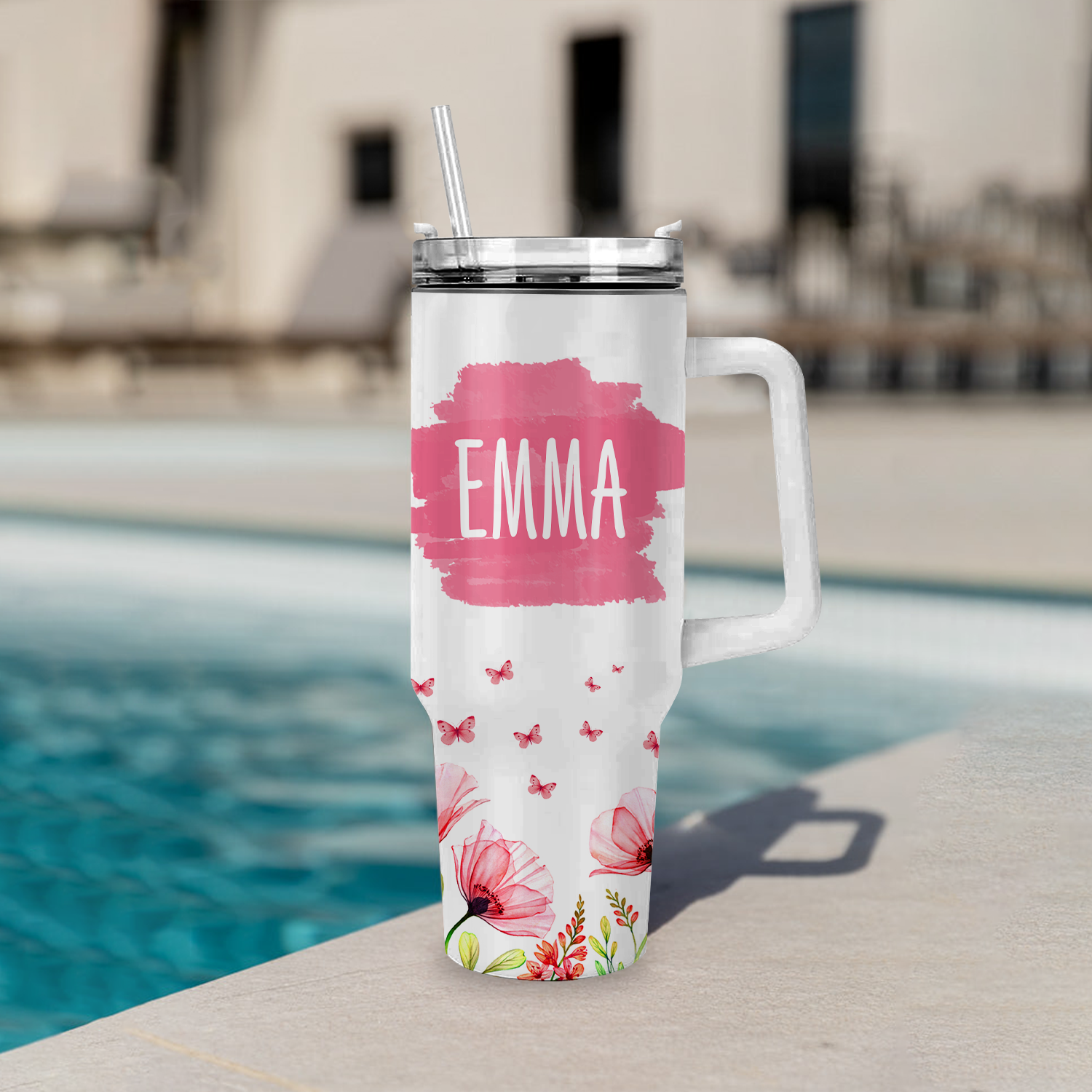 Christian Gifts, Religious Gifts Daughter of the King, Kingdom Girl - 40 Oz Tumbler With Handle - Personalized Stainless Steel Tumbler