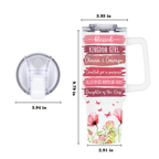 Christian Gifts, Religious Gifts Daughter of the King, Kingdom Girl - 40 Oz Tumbler With Handle - Personalized Stainless Steel Tumbler