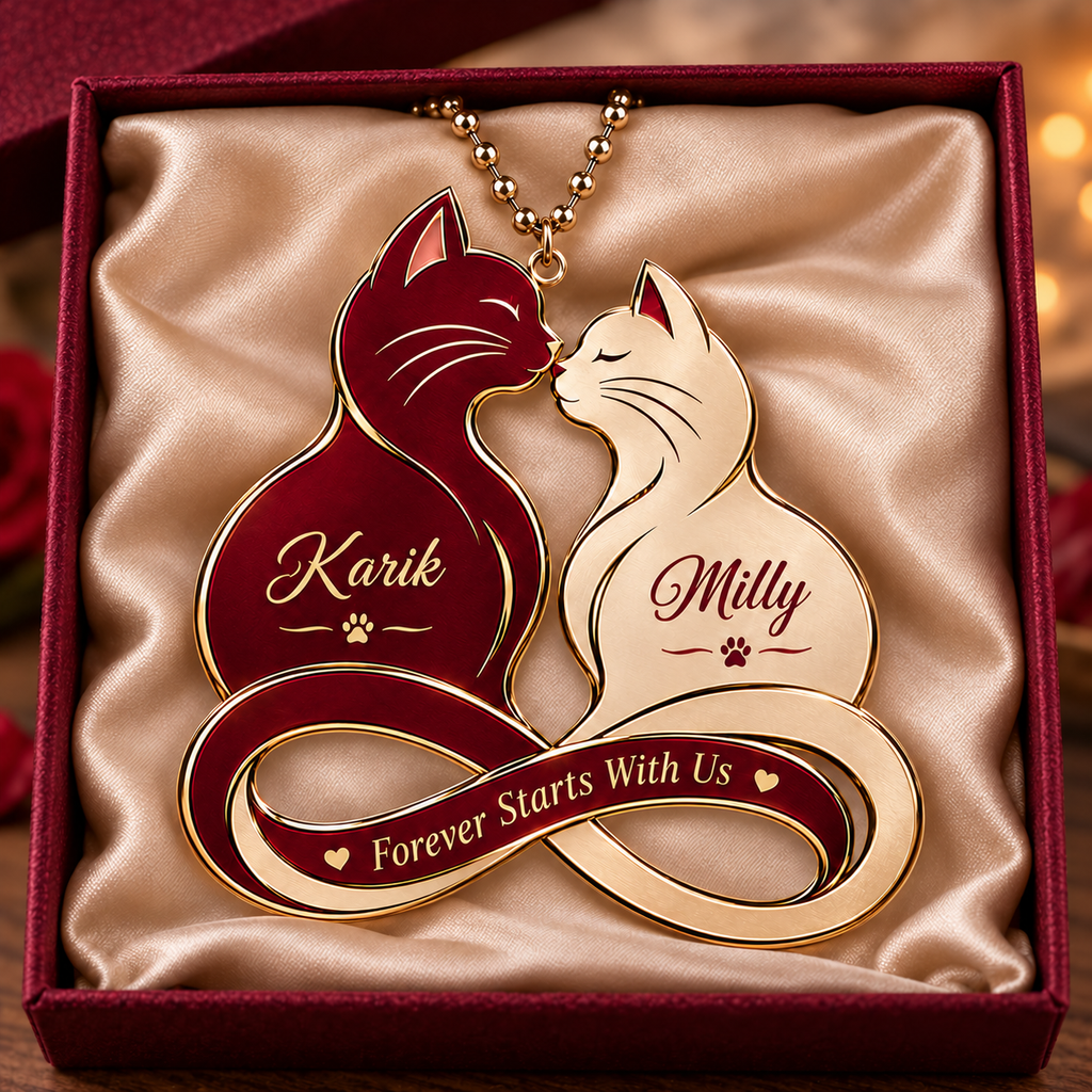 Personalized Names Forever Cat Couple Infinity Ornament – Anniversary Gift for Him & Her