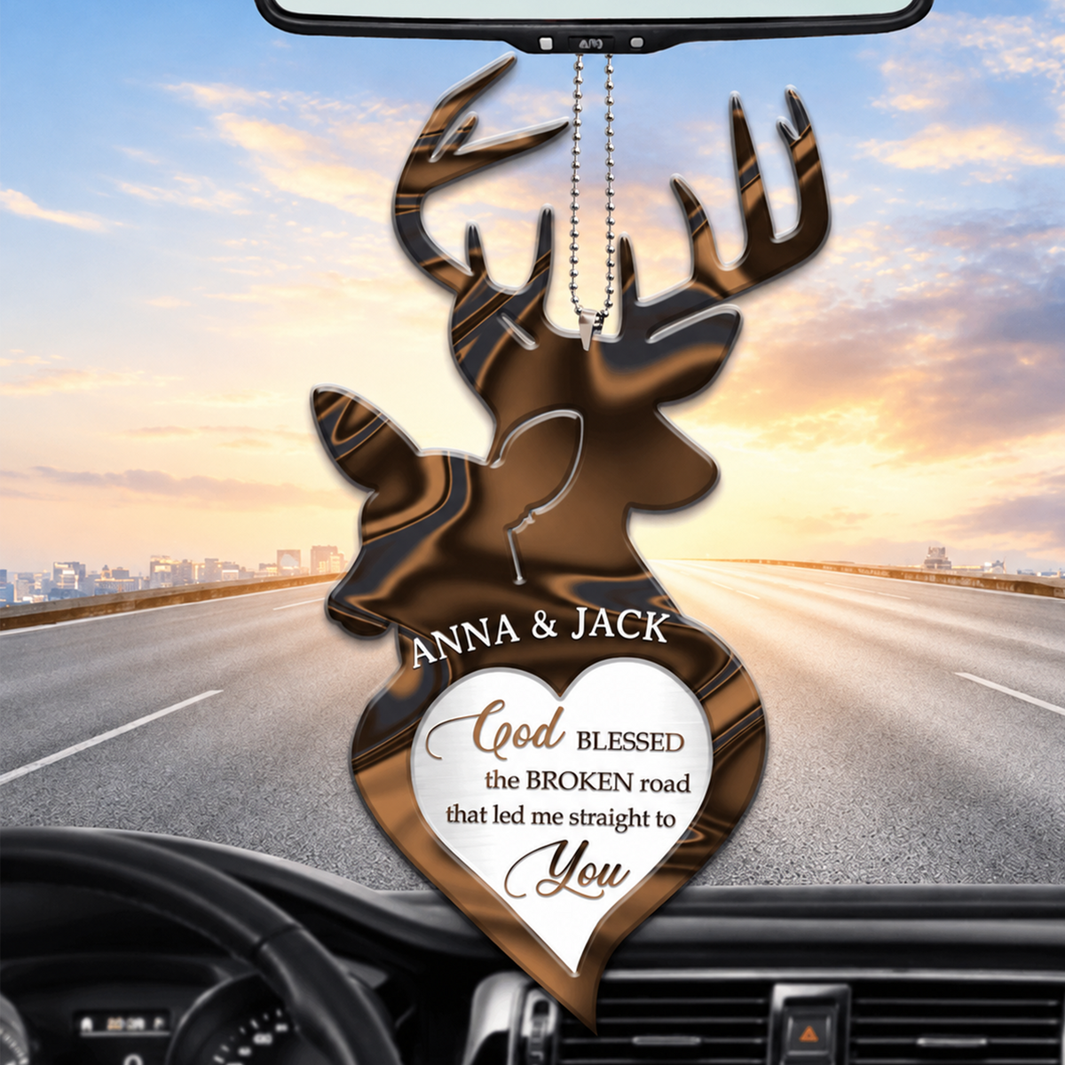 Buck And Doe Love God Blessed Personalized Ornament - Gift for Couples, for Husband & Wife