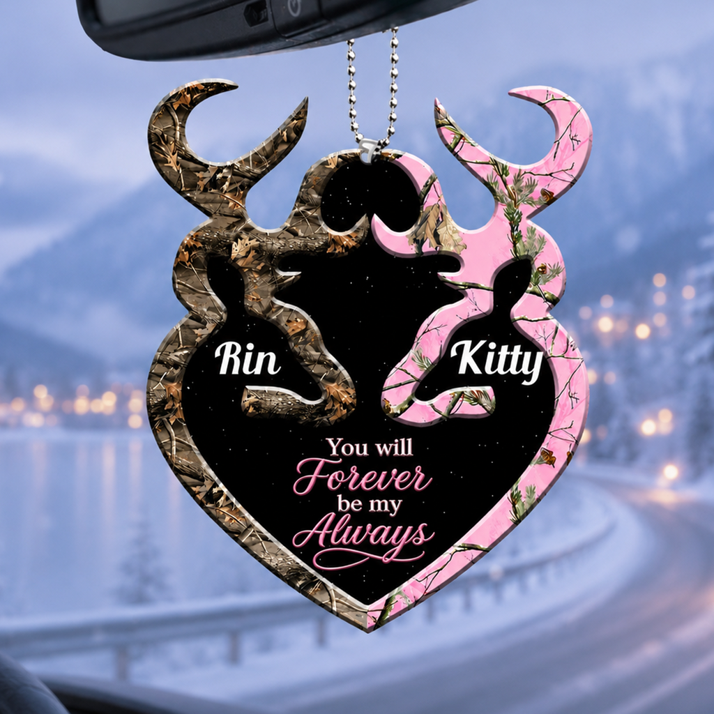 Personalized Name Buck And Doe You Will Forever Be My Always Heart Ornament - Ideal Gifts for Couples, for Husband & Wife